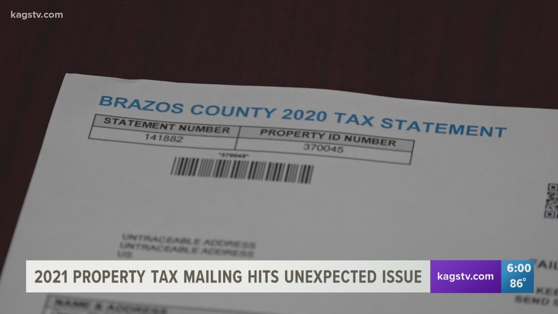 The Brazos County tax office was made aware of the mistake after owners received the forms. They are working to correct the problem.