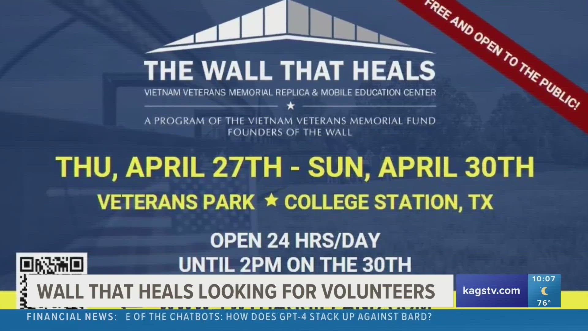 The three-quarter scale replica of the Vietnam Veterans Memorial will be coming to the Veterans Parks & Athletic Complex from April 27-30.