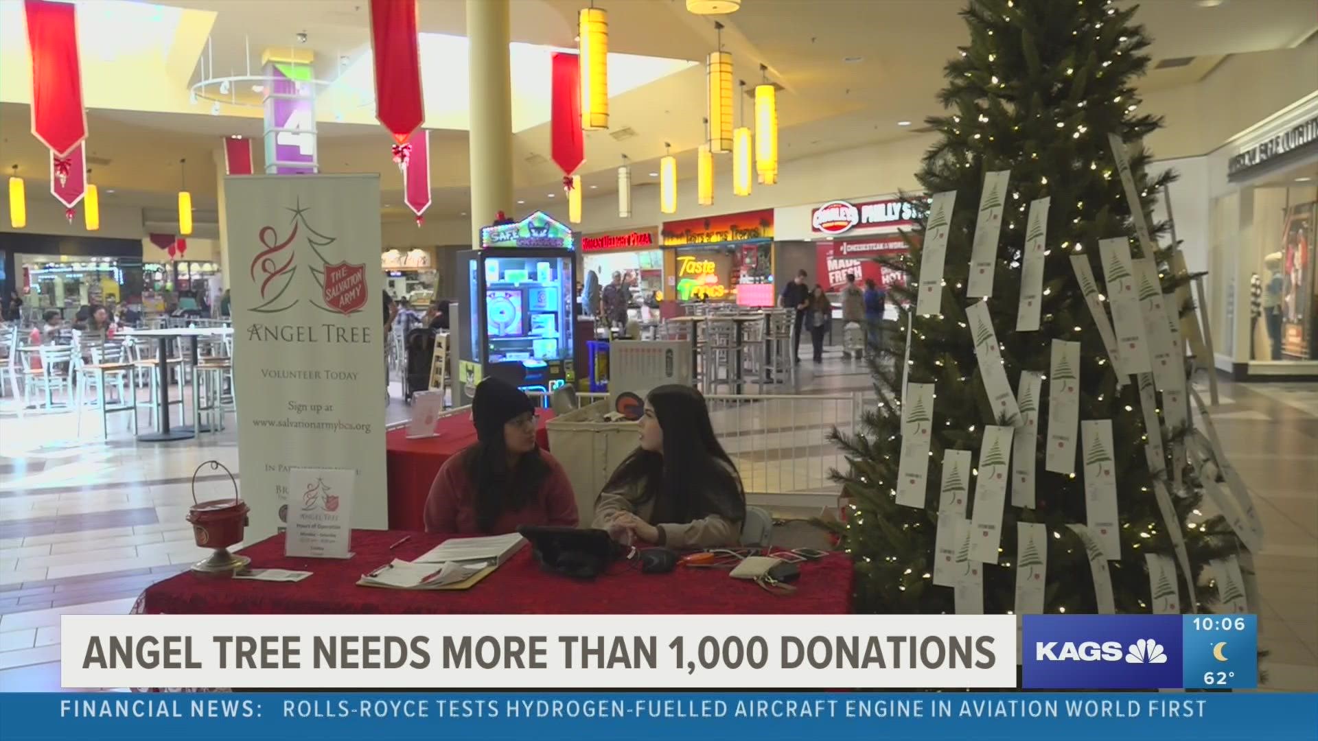 With two weeks to go in their angel tree program, the Salvation Army is still looking for over 1,000 donations to meet their goal.