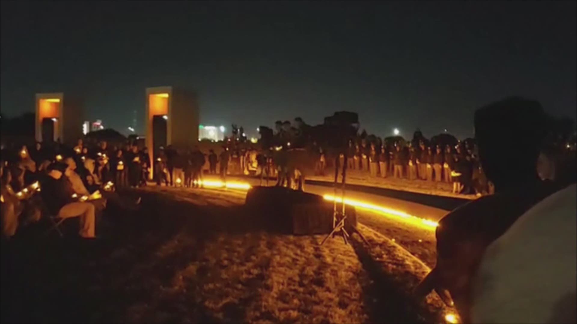 People gathered at Bonfire Memorial honored the lives lost 20 years ago.