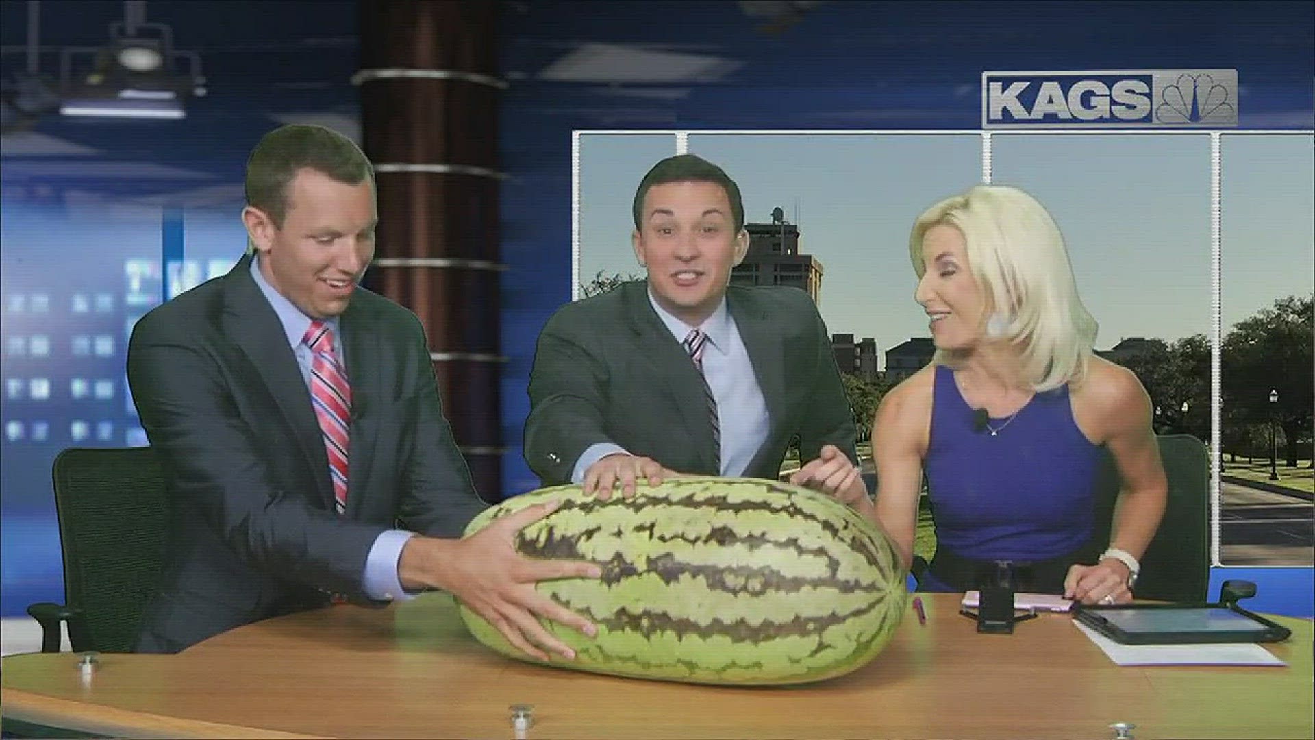 Gardner Donnie Hughes stopped by KAGS and shared a large watermelon from his garden with us.