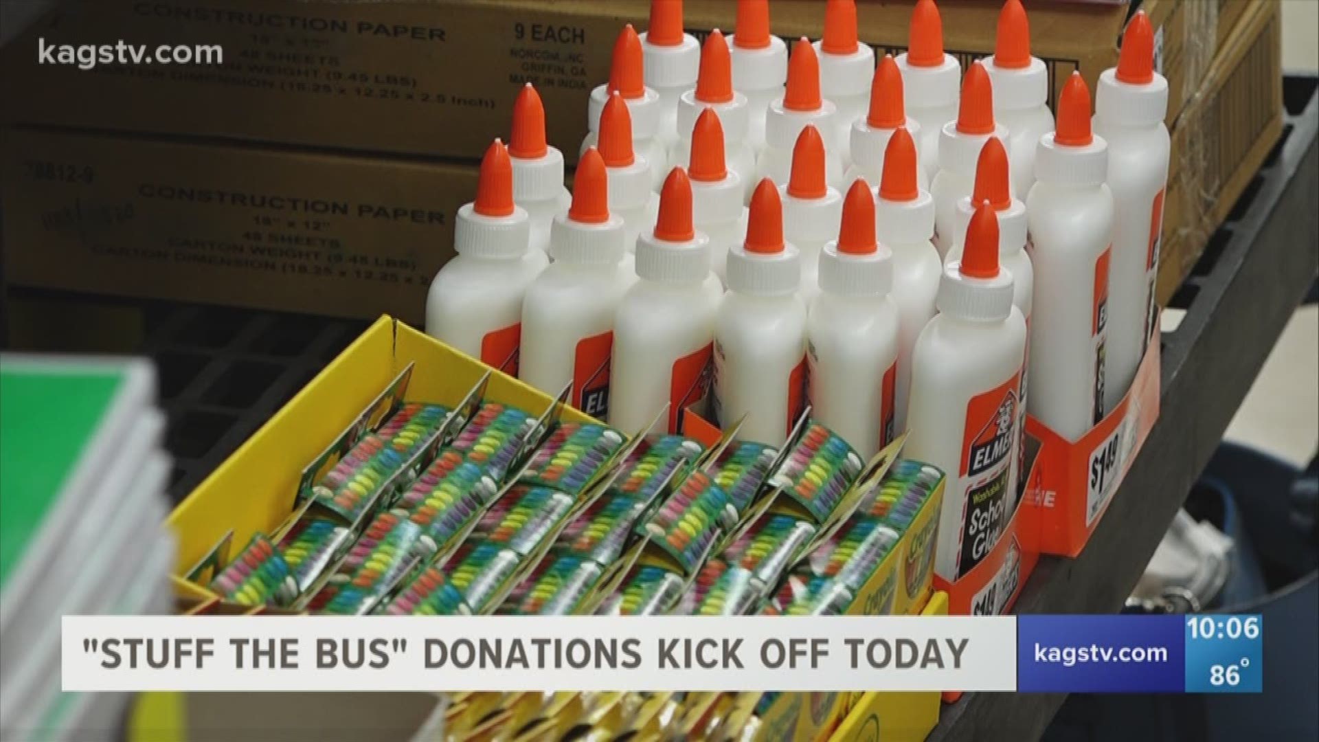 The annual "Stuff the Bus" donation event kicked off Monday. School supplies can be donated throughout the week.