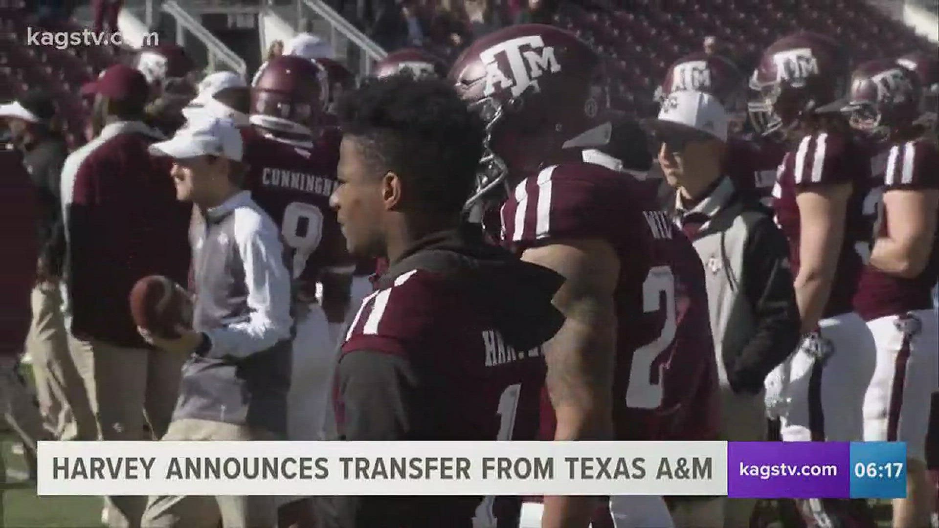 Texas A&M defensive back Nick Harvey announced Monday he's transferring out of College Station.