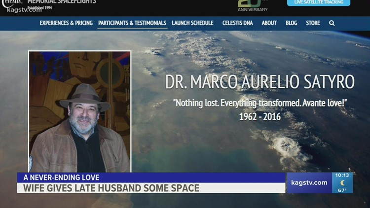 Bryan woman honors husband, sends ashes into space
