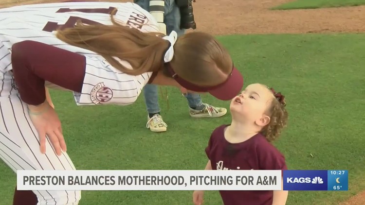 A&M's Madison Preston thriving as mother, pitcher