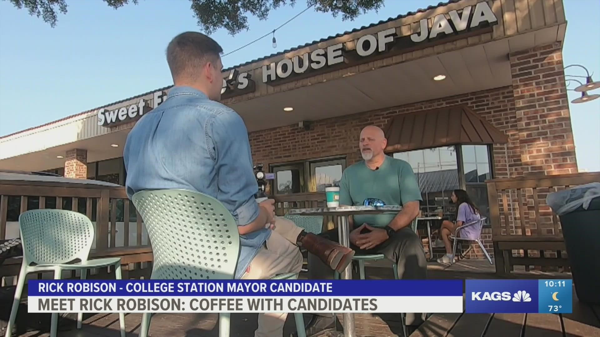 Rick Robison is a United States Army veteran who wants to make lowering taxes a priority, should he be elected Mayor of College Station.