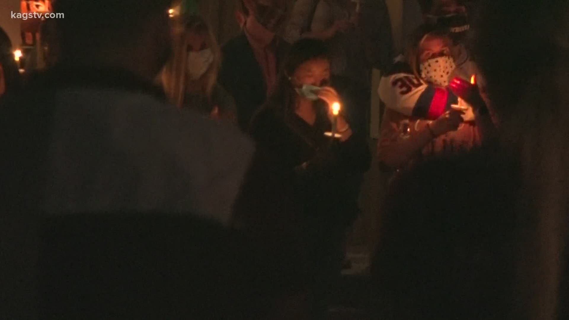 Aggies held a vigil for the victims of Sunday's plane crash in Bryan.