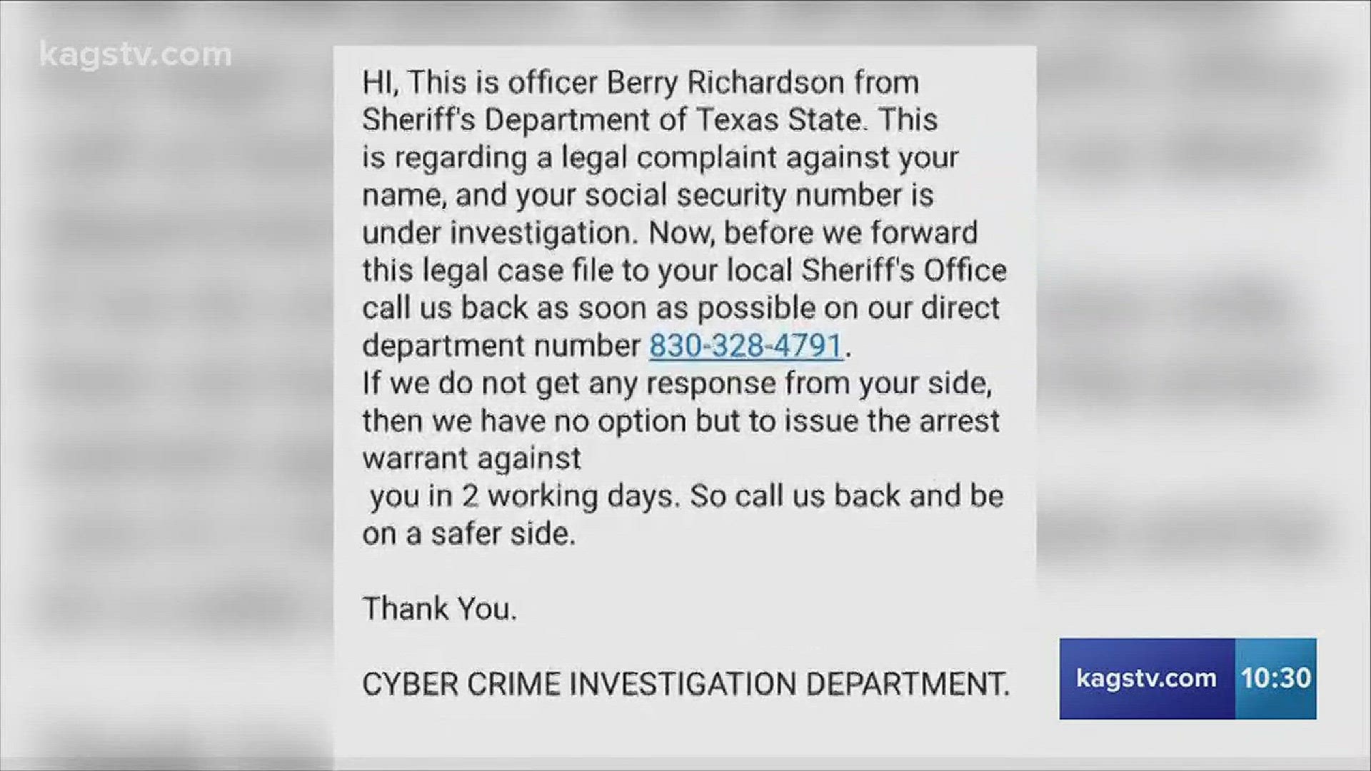 This message has been making the rounds on phones and social media claiming that whoever received it is in trouble with the police. So, KAGS own Kacey Bowen went out to verify whether these messages were legitimate.