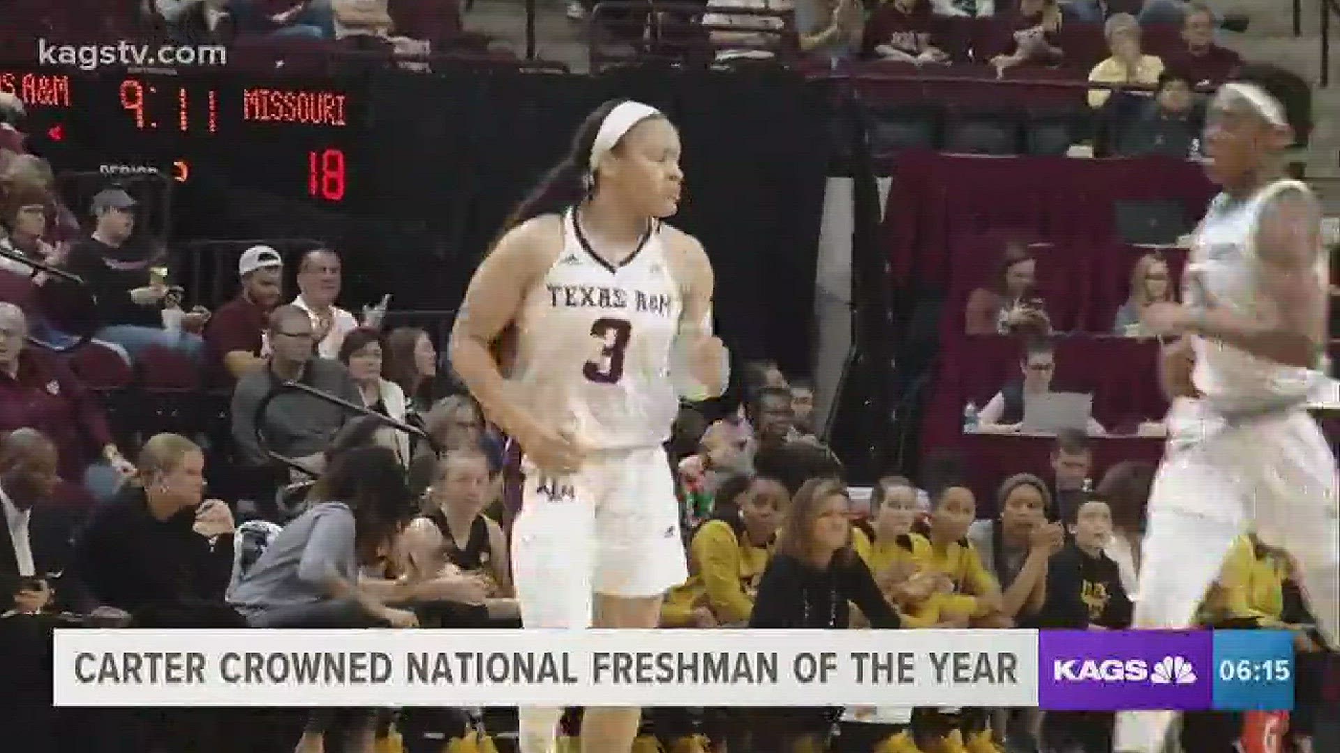 Texas A&M's Chennedy Carter picked up National Freshman of the Year honors from USA Today on Wednesday.