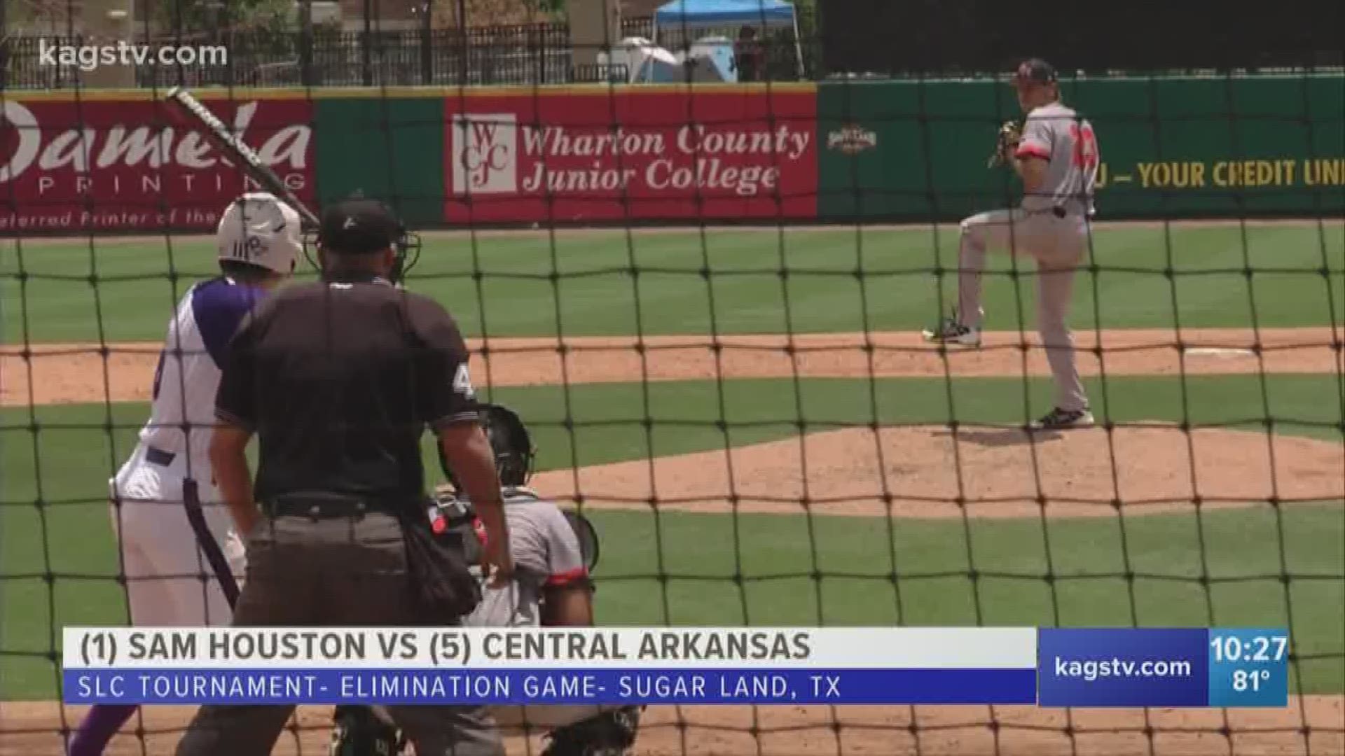 After losing in the opening round of the Southland Conference Tournament on Wednesday, top-seeded Sam Houston State rebounded to knock off Central Arkansas 4-2 on Thursday to stay alive.