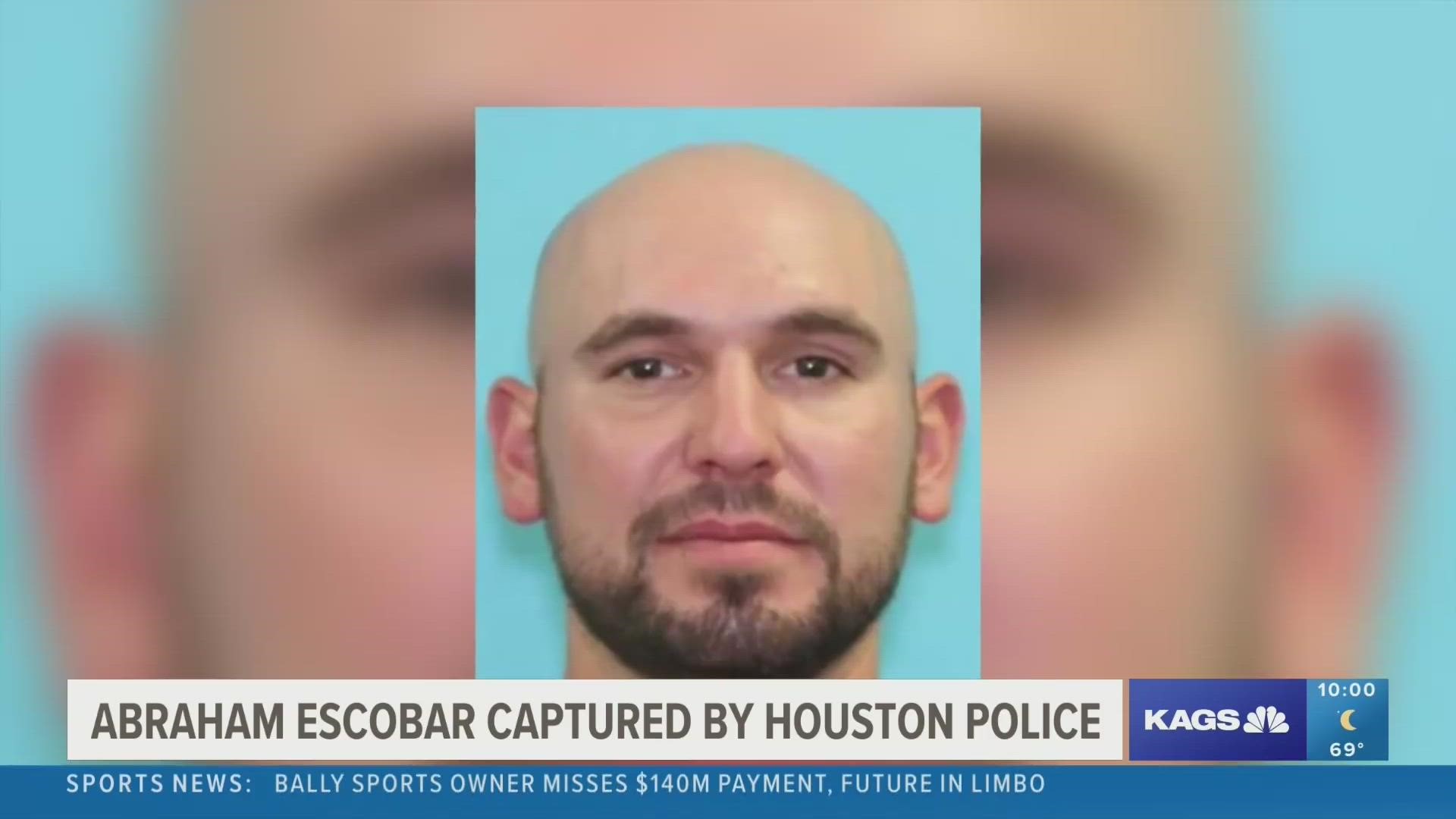 According to an update from College Station Police, Abraham Eli Escobar was captured at 7:30 p.m. by a number of Houston crime agencies in Northwest Houston.