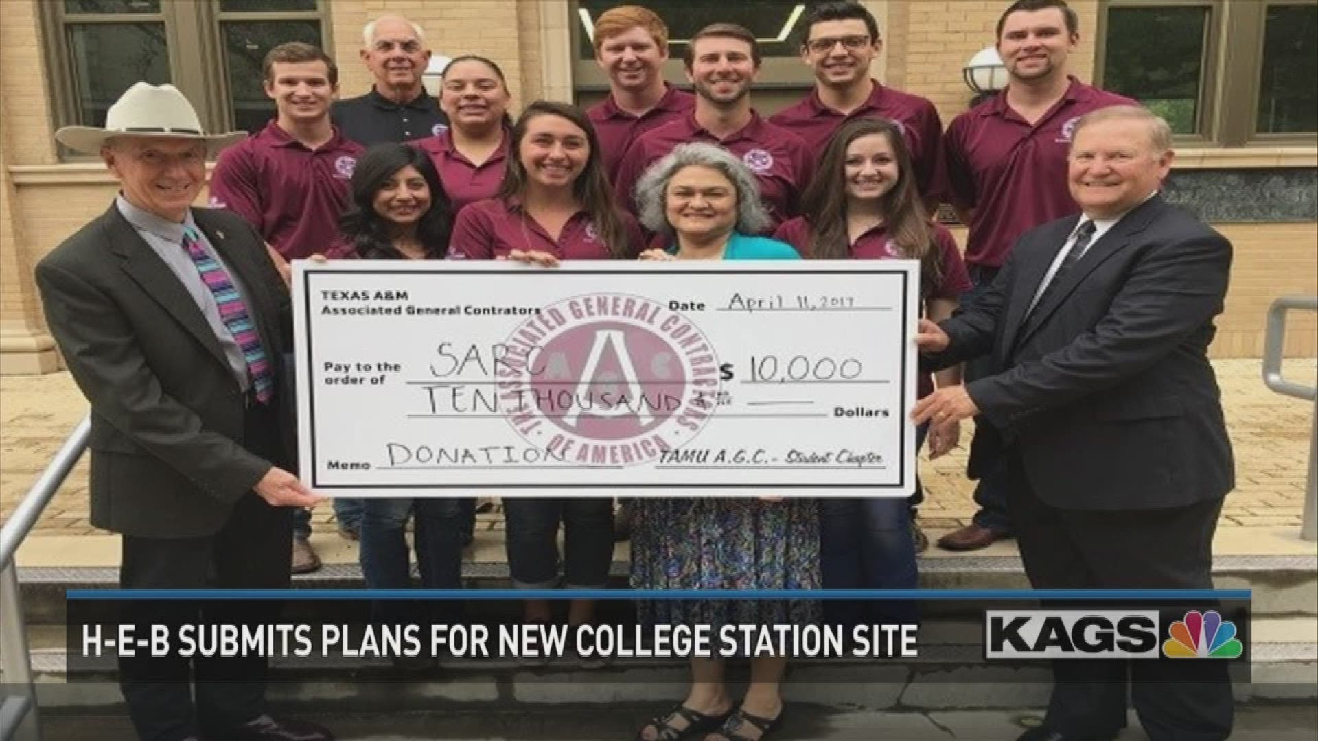 The student chapter of Associated General Contractors donated $10,000 to SARC.