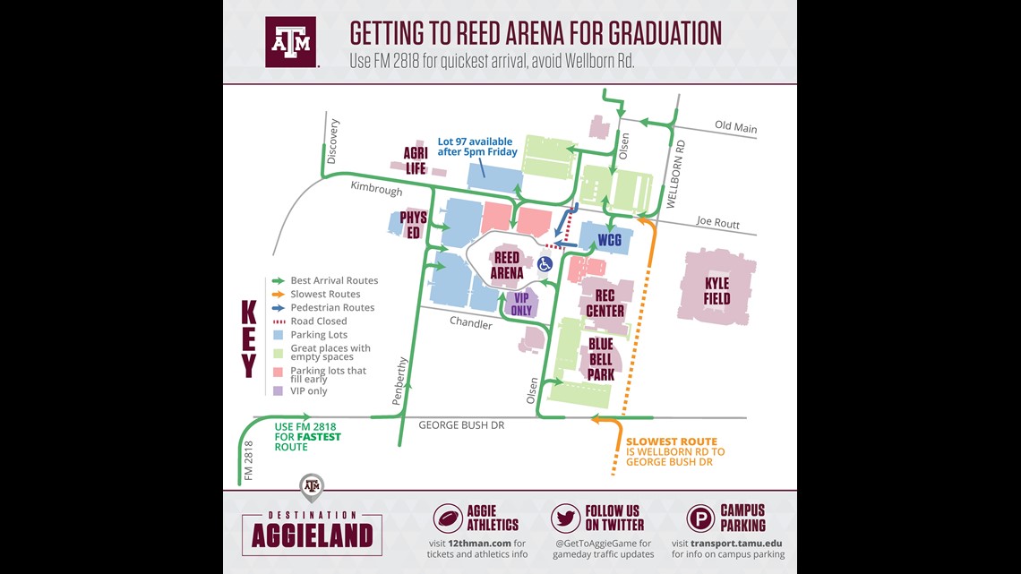 Parking and Traffic Instructions for TAMU Graduation Ceremonies