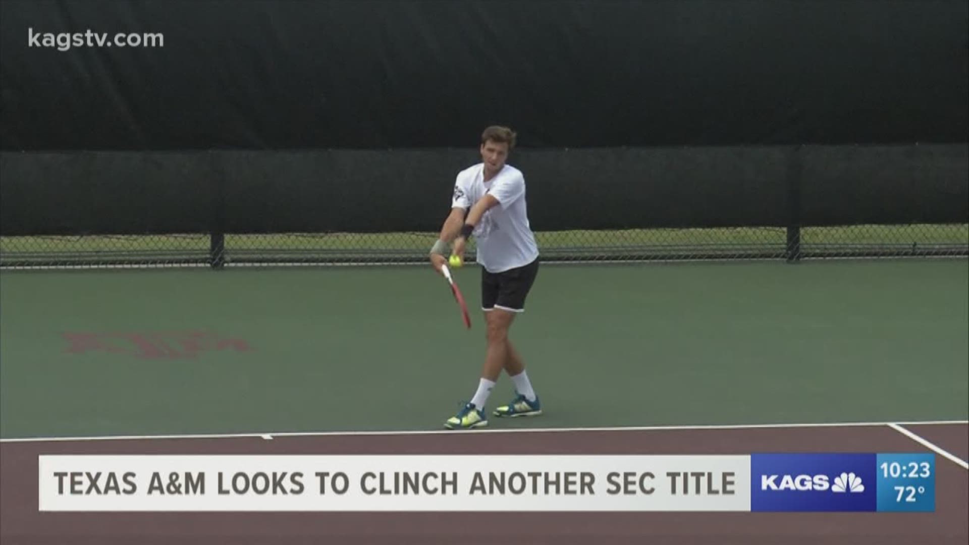 No. 5 Texas A&M men's tennis can clinch a second straight SEC championship on Friday with a win over No. 7 Mississippi State.