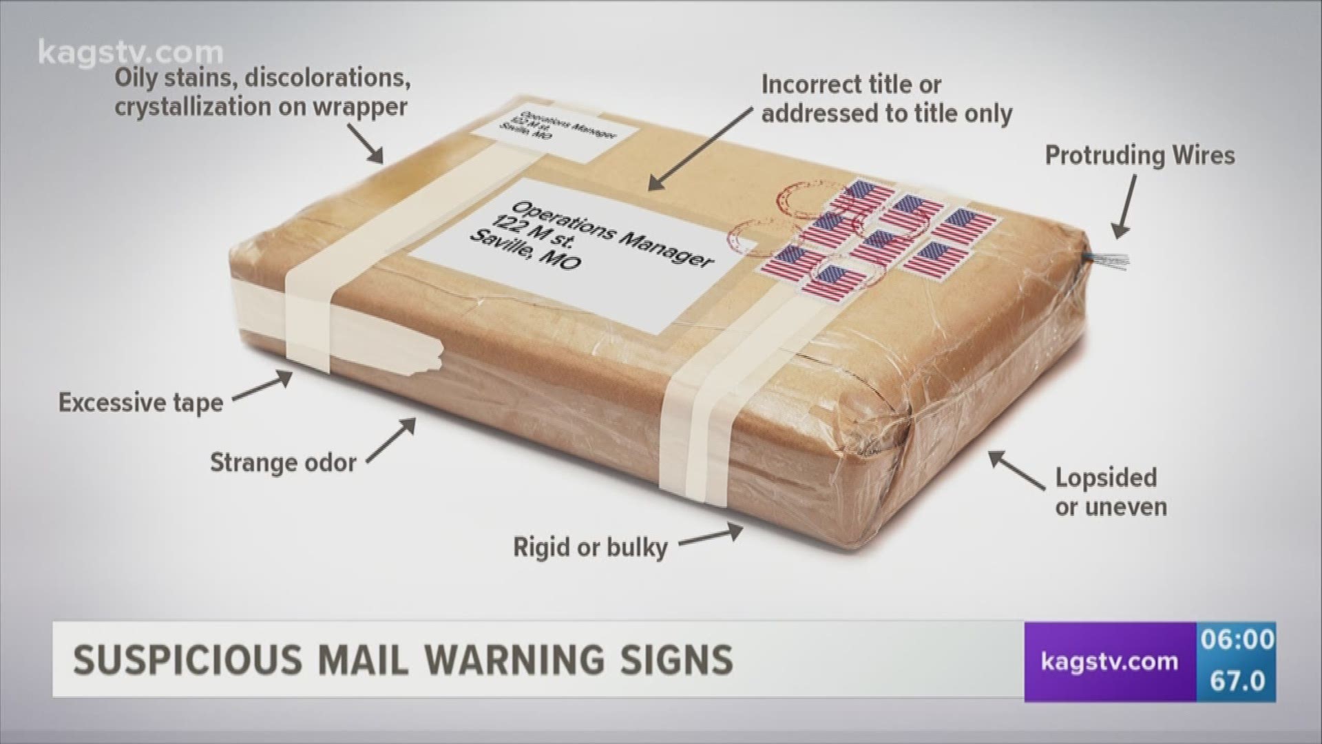 Law enforcement agencies across the state of Texas are now issuing warning for suspicious packages. KAGS own Kerrie Hall looked into the warning signs you should watch for should you receive a package that seems suspicious.