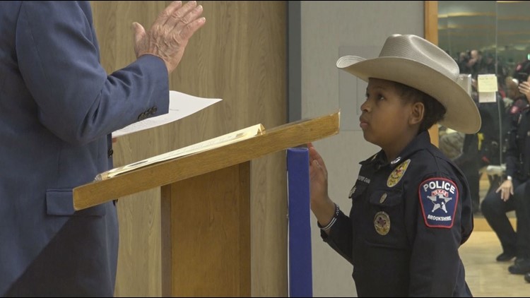 Texas boy fighting cancer sworn in as newest law enforcement officer in Washington County