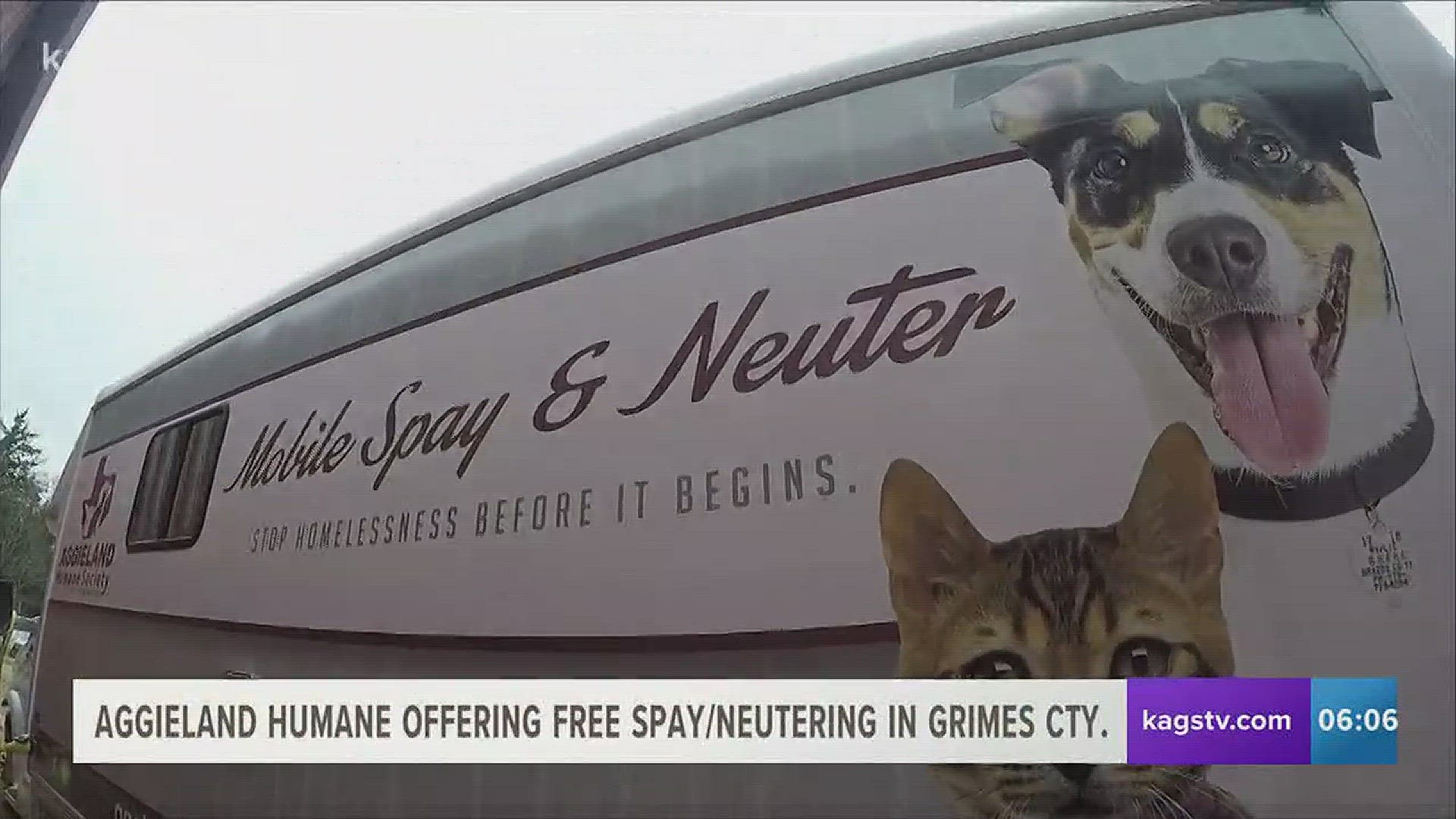 The Aggieland Humane Society's mobile spay and neuter unit will be in Grimes county this Thursday offering free services to local residents.