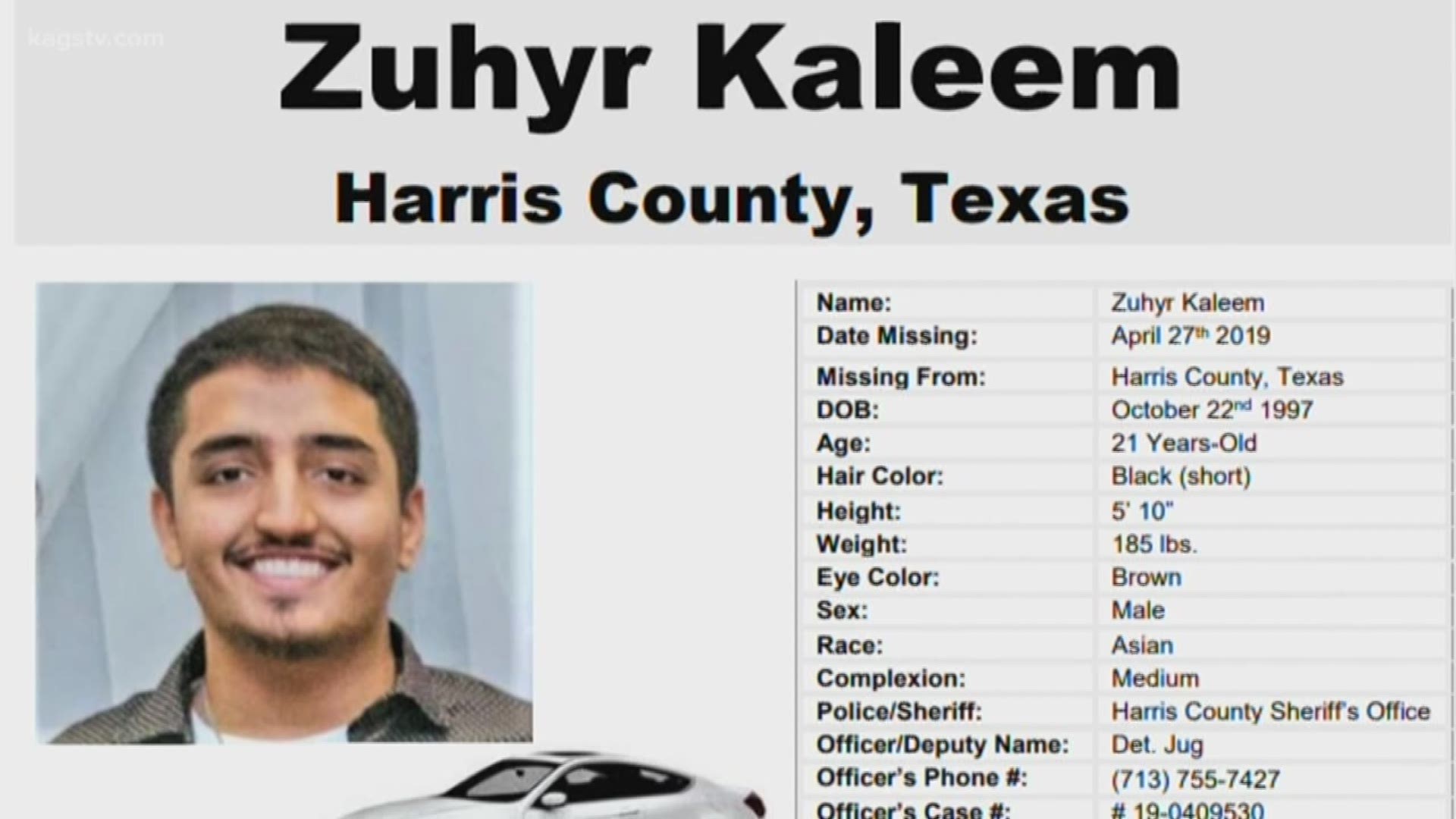 Zuhyr Kahleem was last seen April 27, 2019 in Katy. A year later, authorities believe they have found his remains in Grimes County.