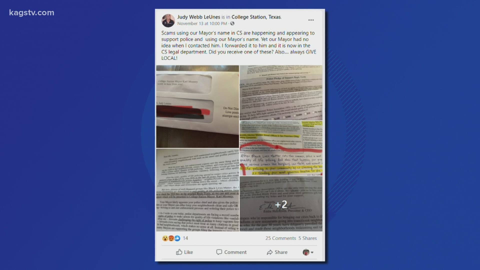 College Station Mayor clears up a letter sent by the NPA.