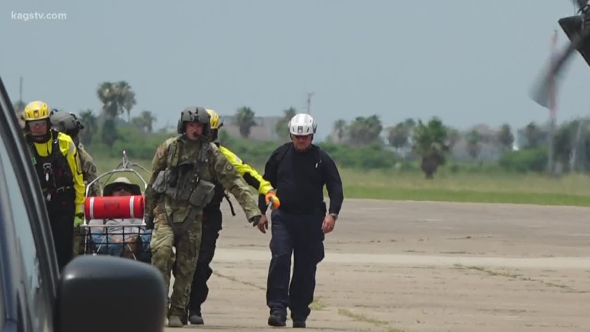 Members of Texas Task Force One and the National Guard have been practicing staged search and rescue missions along the coast.