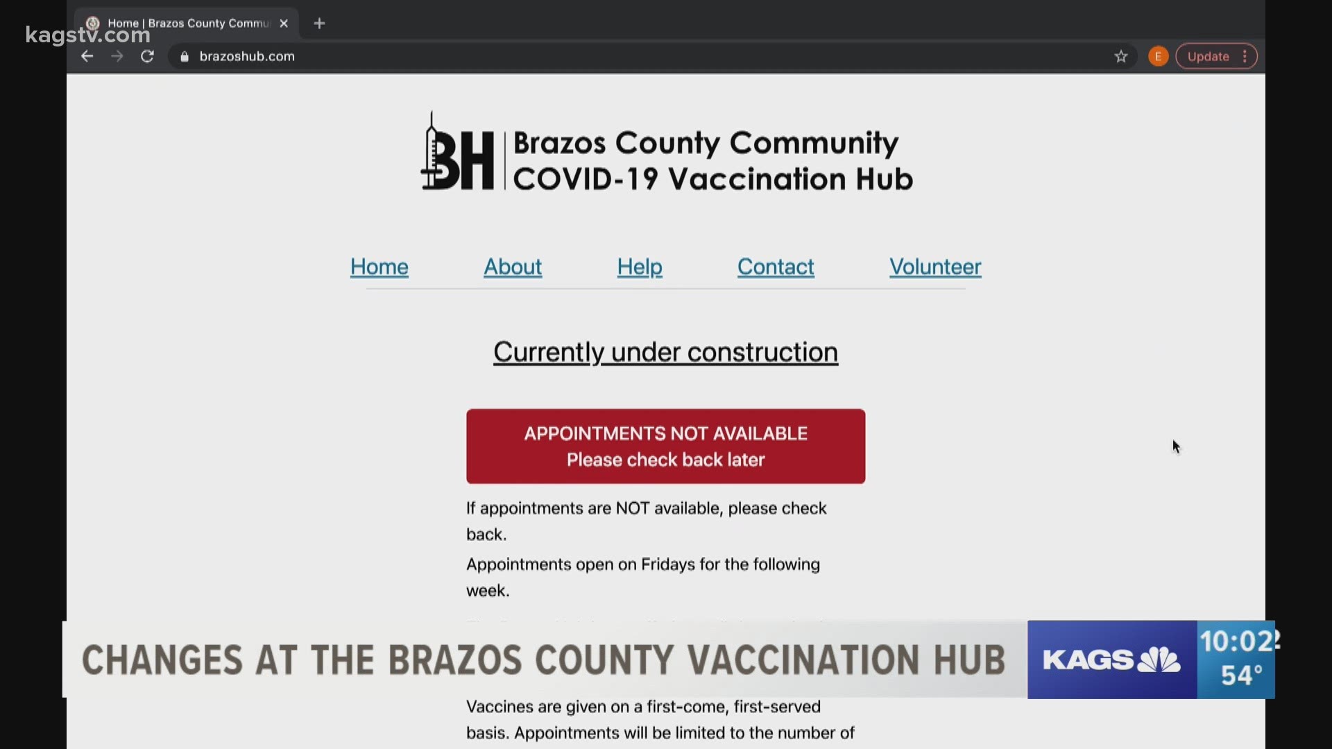 Chief of the Brazos County Community Vaccine Task Force James Stewart said the website will be fully live starting Monday, March 8th.