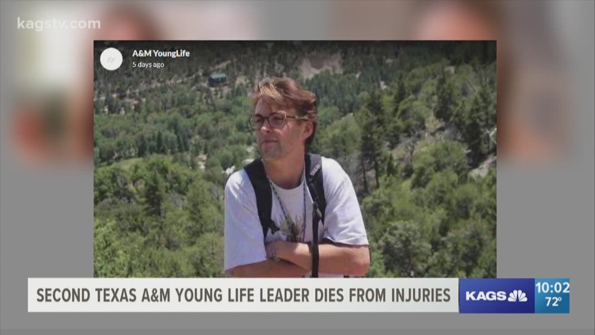 Blake Rodgers, one of the Brazos Valley Young Life leaders injured in a recent car crash, has passed away. He was one of five on their way to a Young Life camp in Colorado.