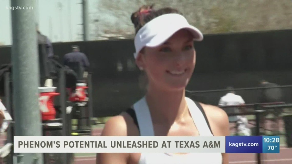 Carson Branstine back on the court, on top of her game at Texas A&M