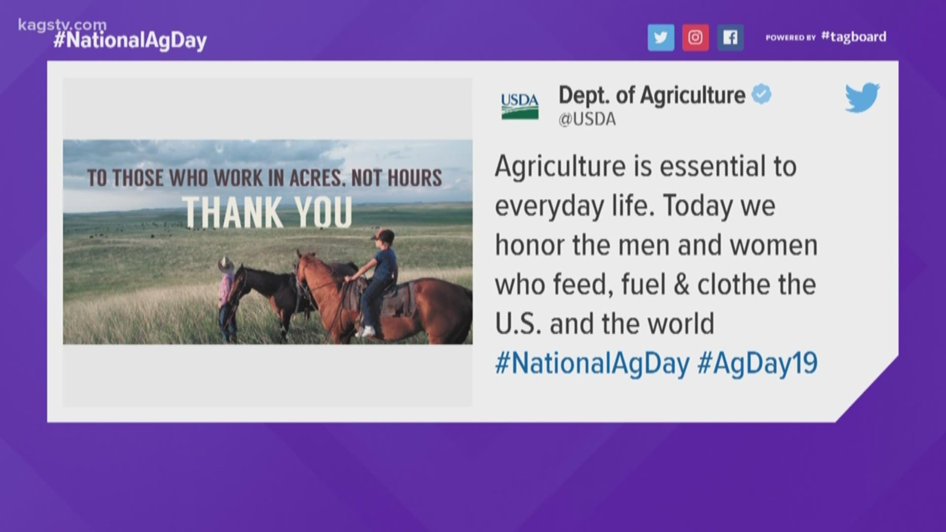 To all the Aggies and farmers out there, we wanted to send this special thanks from KAGS.