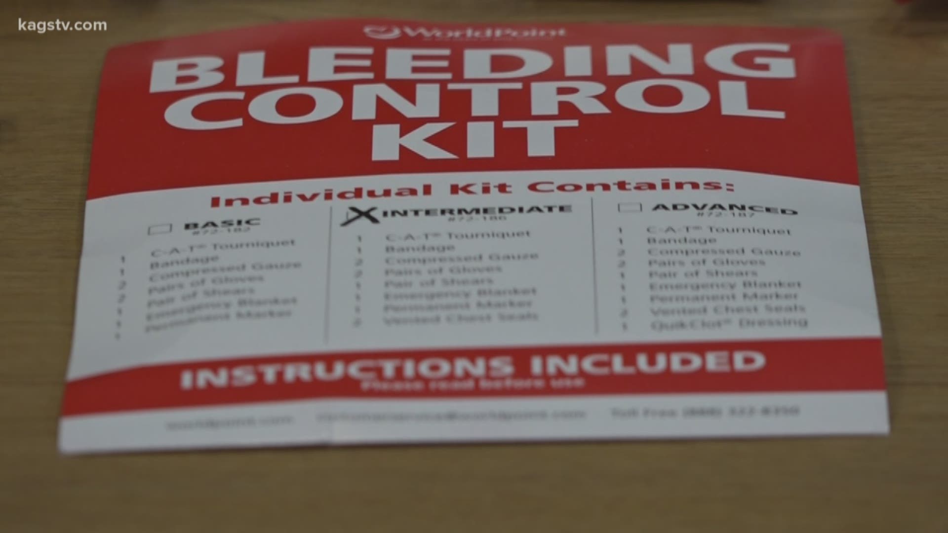 Texas state law requires all public schools to have bleeding control kits by Jan. 1, 2020.