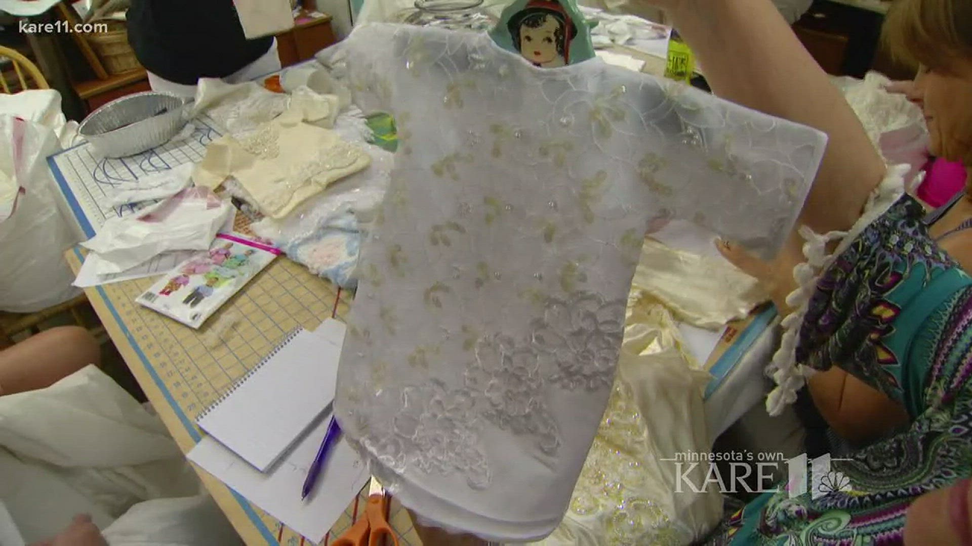 Old wedding gowns become burial outfits for babies who have died.