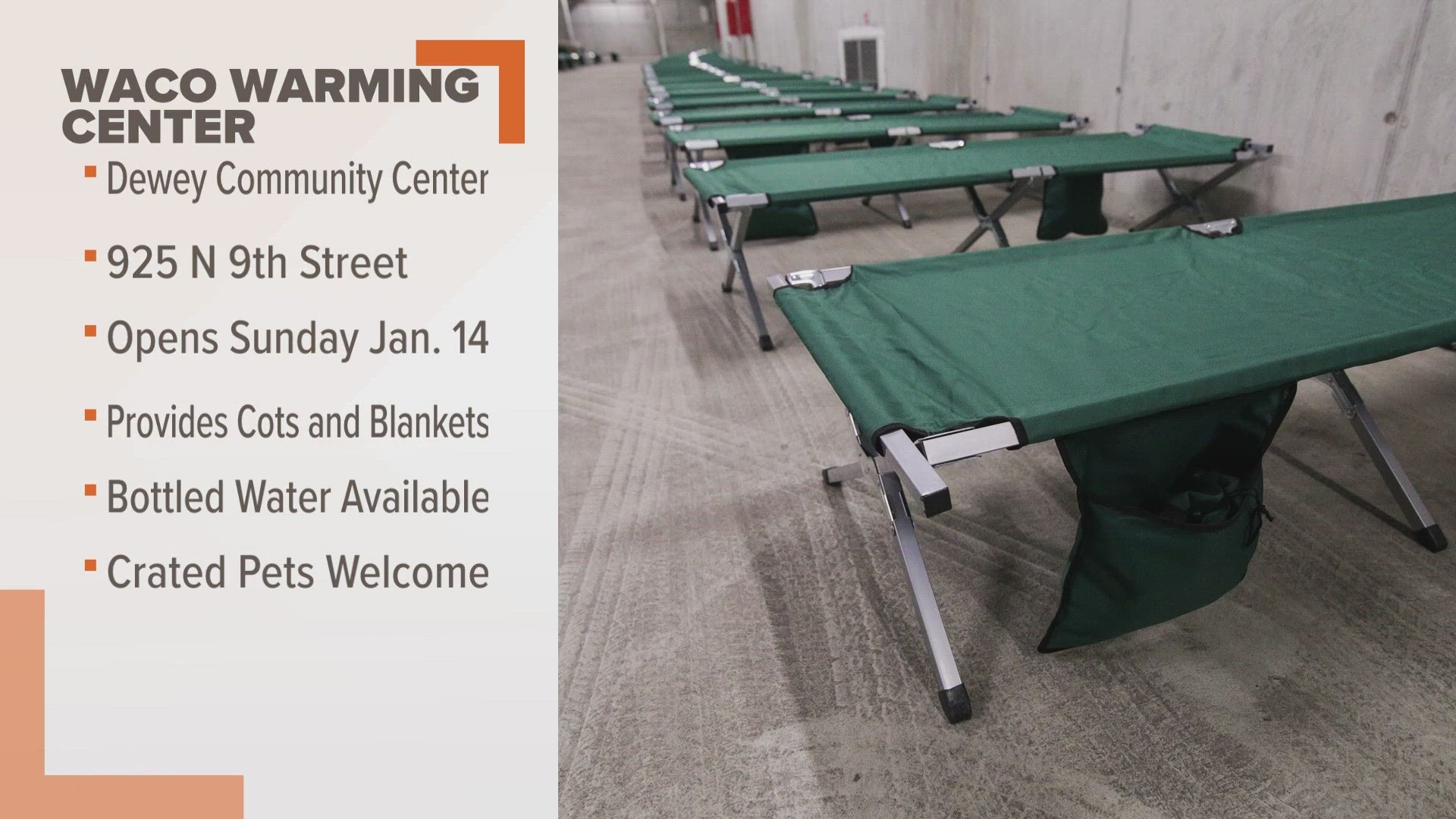 The warming center will be available until noon on Jan. 17.