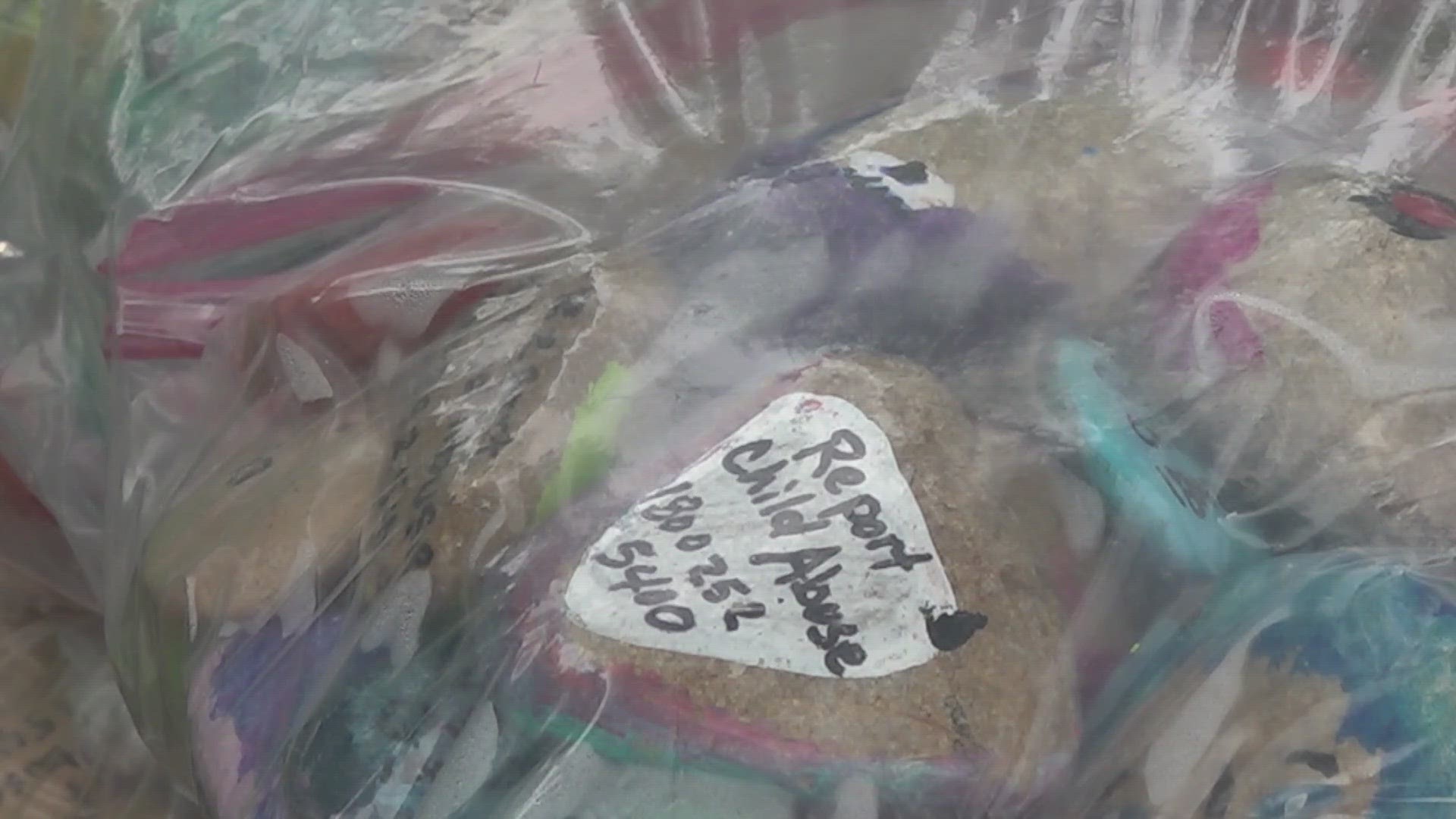 A Belton woman is spreading a 'rock solid' message of child abuse awareness.