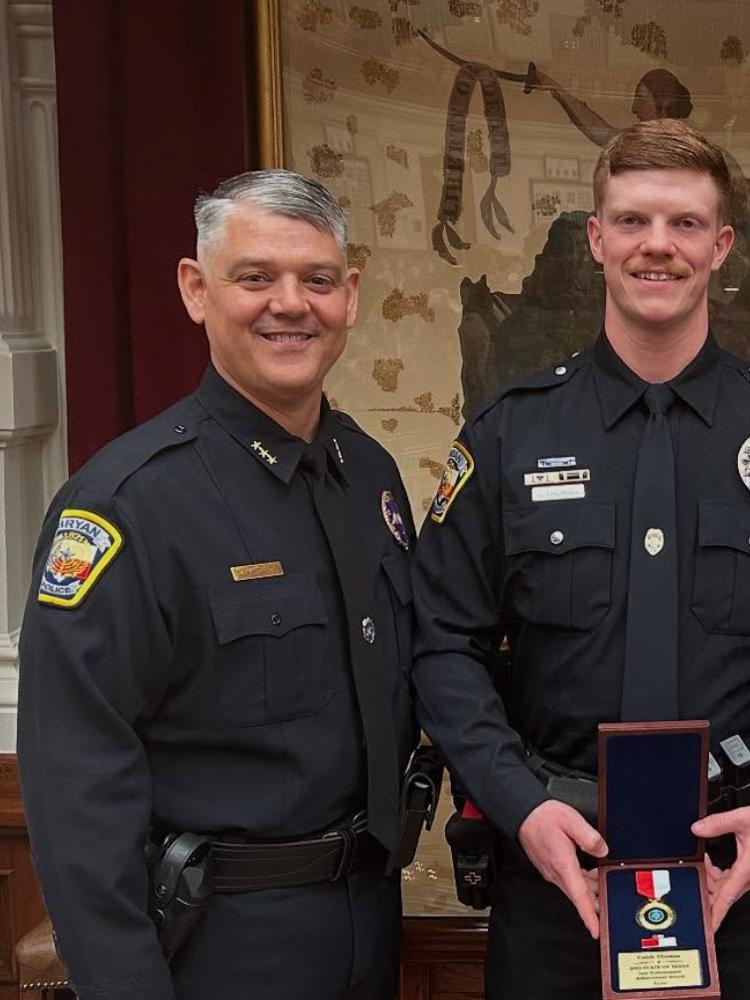 Bryan Police Officer receives award for valor at Texas State Capitol ...