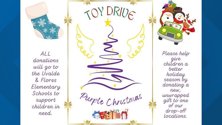 Purple Christmas Toy Drive for Uvalde families hosted by Teach Them to Love Ministries