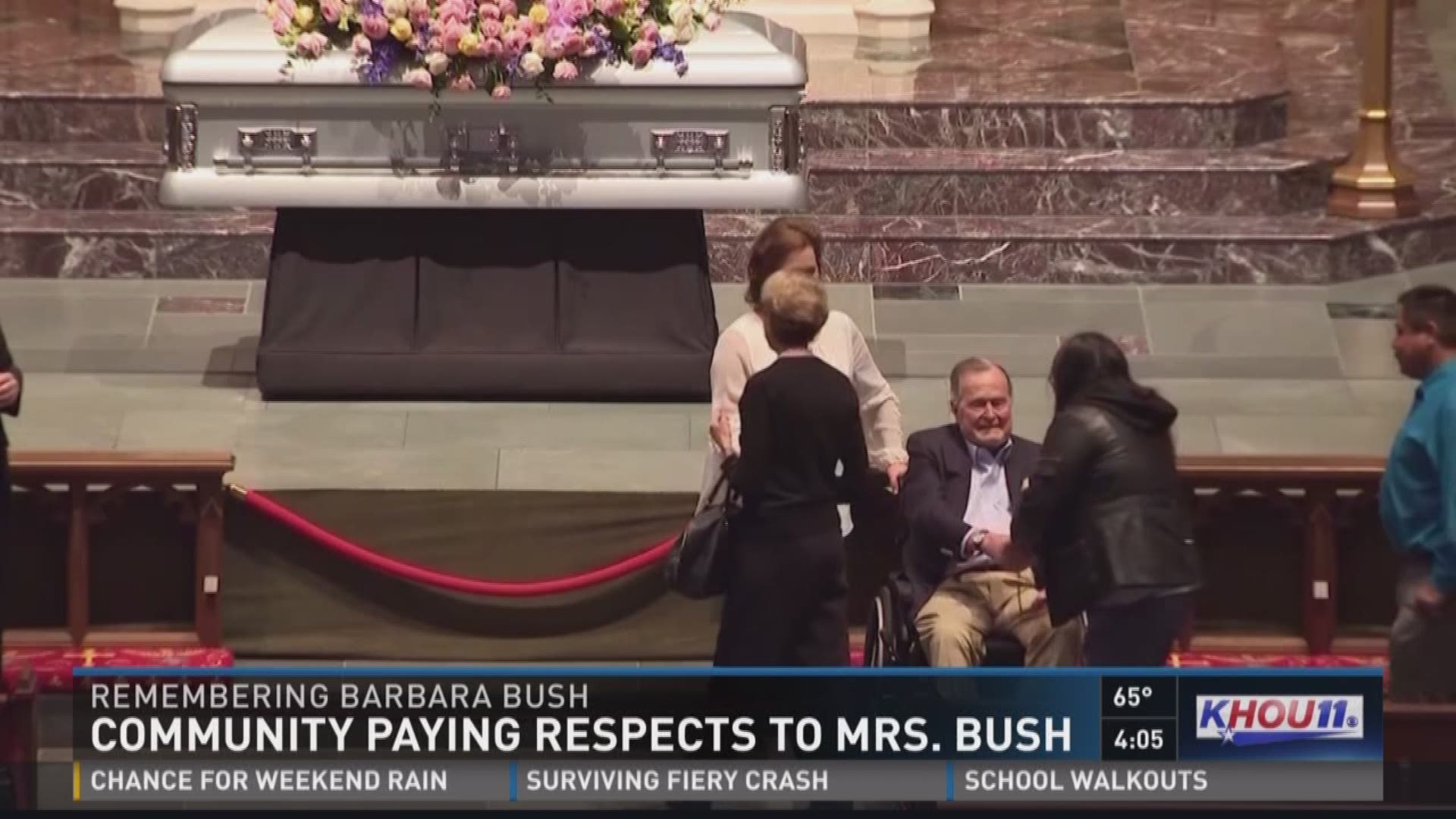 Those on board some of the first buses to St. Martin's Episcopal Church for Barbara Bush's visitation met President George H.W. Bush.