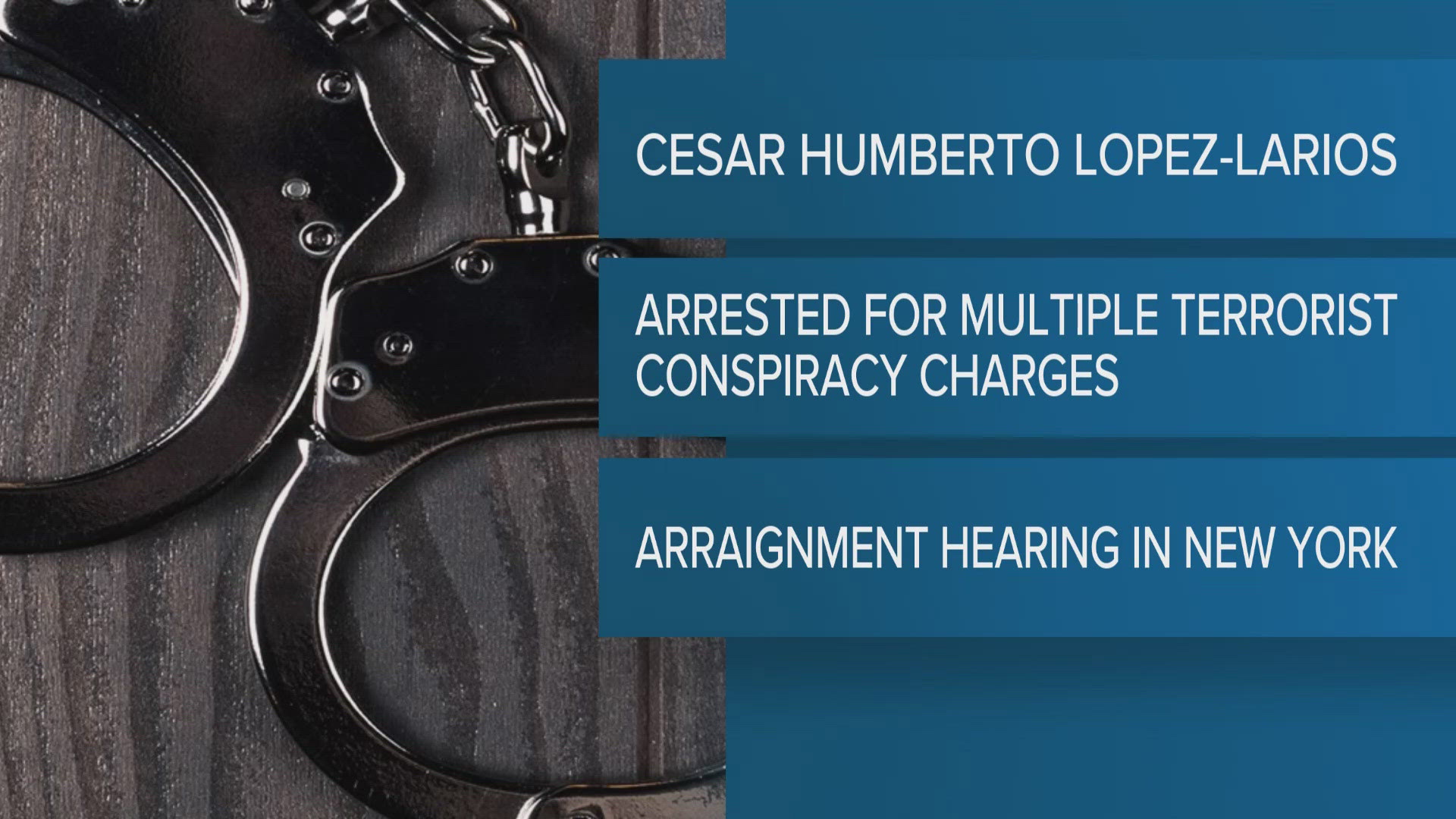 The U.S. Attorney's Office said Lopez-Larios also goes by "Grenas de Stoners" and "Oso de Stoners." He's been wanted by federal officials for more than three years.