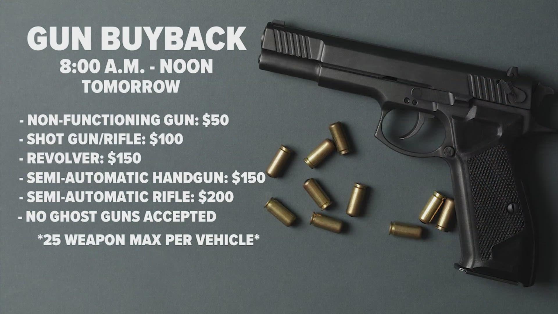 The gun buyback event is happening on June 10 at NRG Park. The goal of this event is to get guns off the streets.