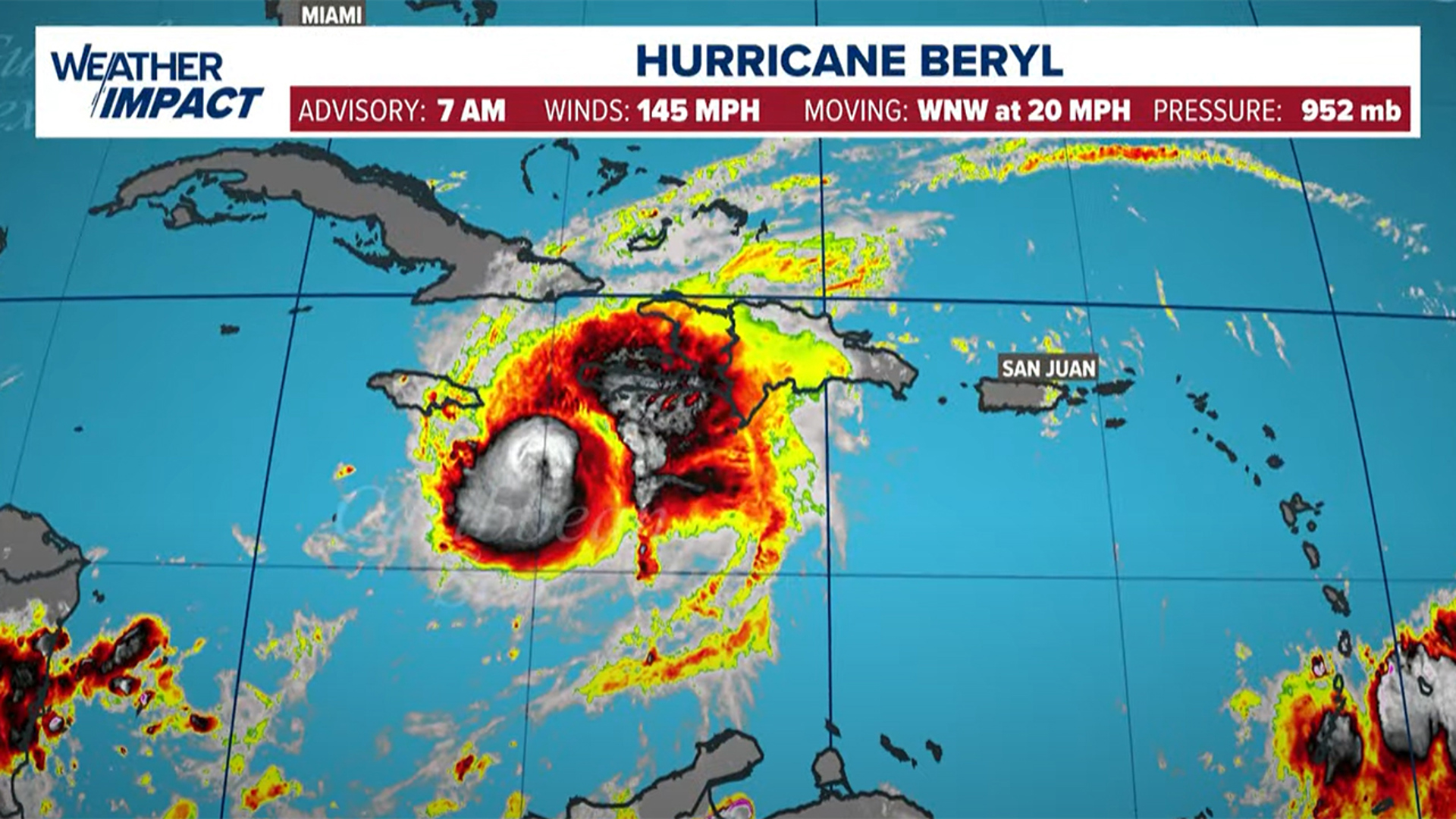 Hurricane Beryl is moving through the Caribbean, possibly toward the Gulf of Mexico. The maps on this live stream will continue to update.