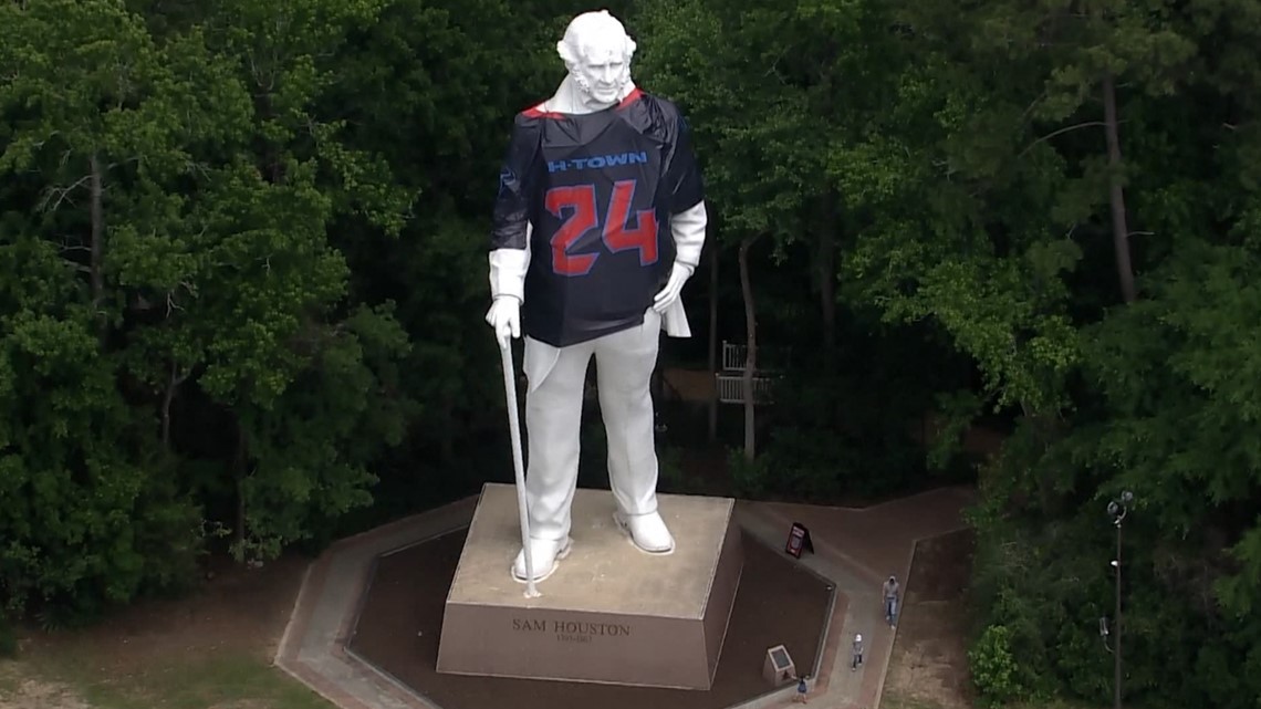 New Houston Texans jersey put on Sam Houston Statue in Huntsville ...