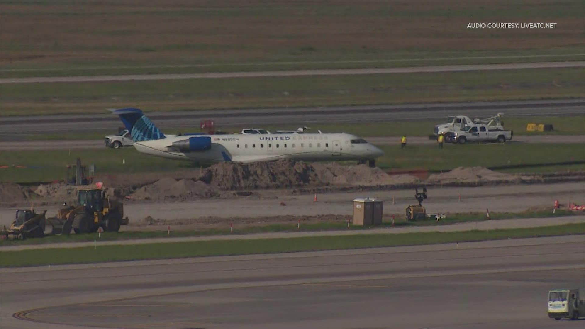 The plane took off from Victoria, Texas and was landing in Houston when it went off the runway, according to the a representative from United Airlines.