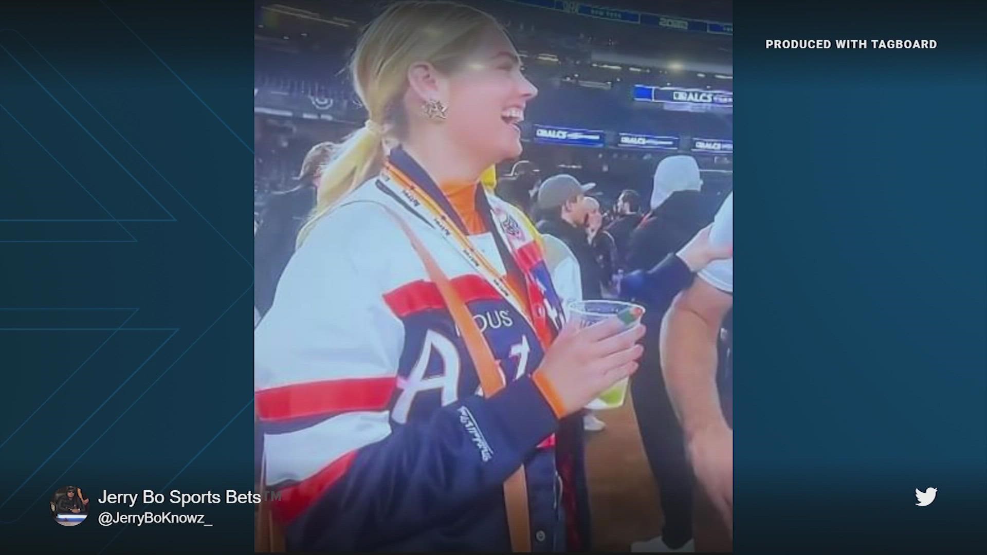 Kate Upton has done it again after igniting a fan firestorm over her vintage Houston Astros jacket, she wore during Game 4 of the ALCS.