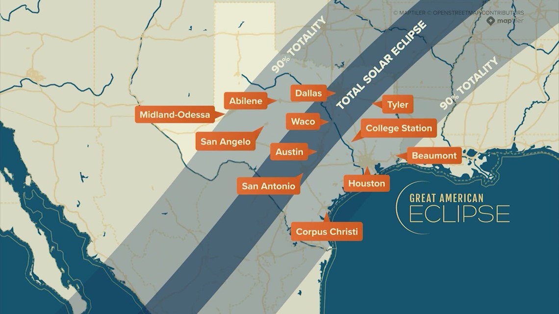What time is the solar eclipse 2024 in Texas?