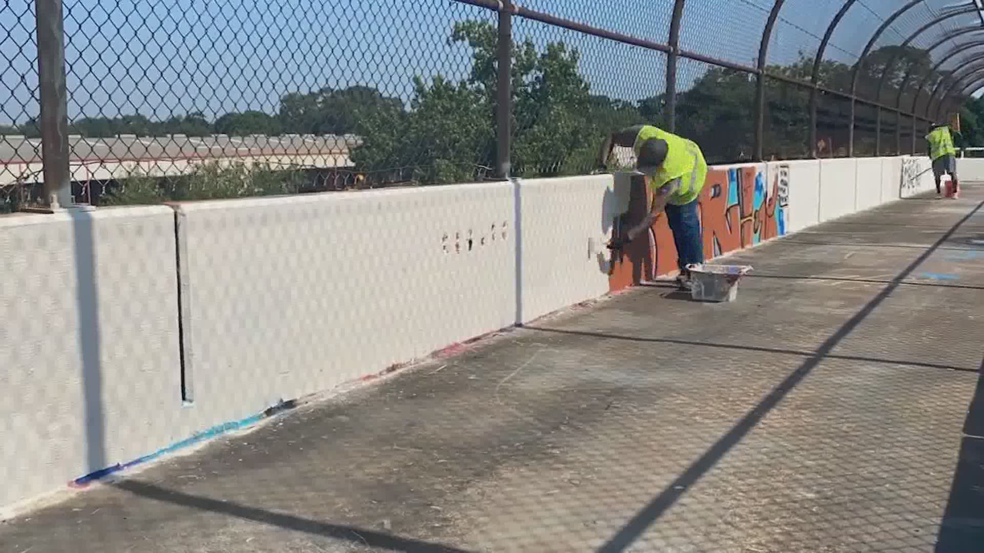 Graffiti is getting painted over in Harris County as part of a new program taking aim at vandalism. The people wiping the slate clean are getting a fresh start thems