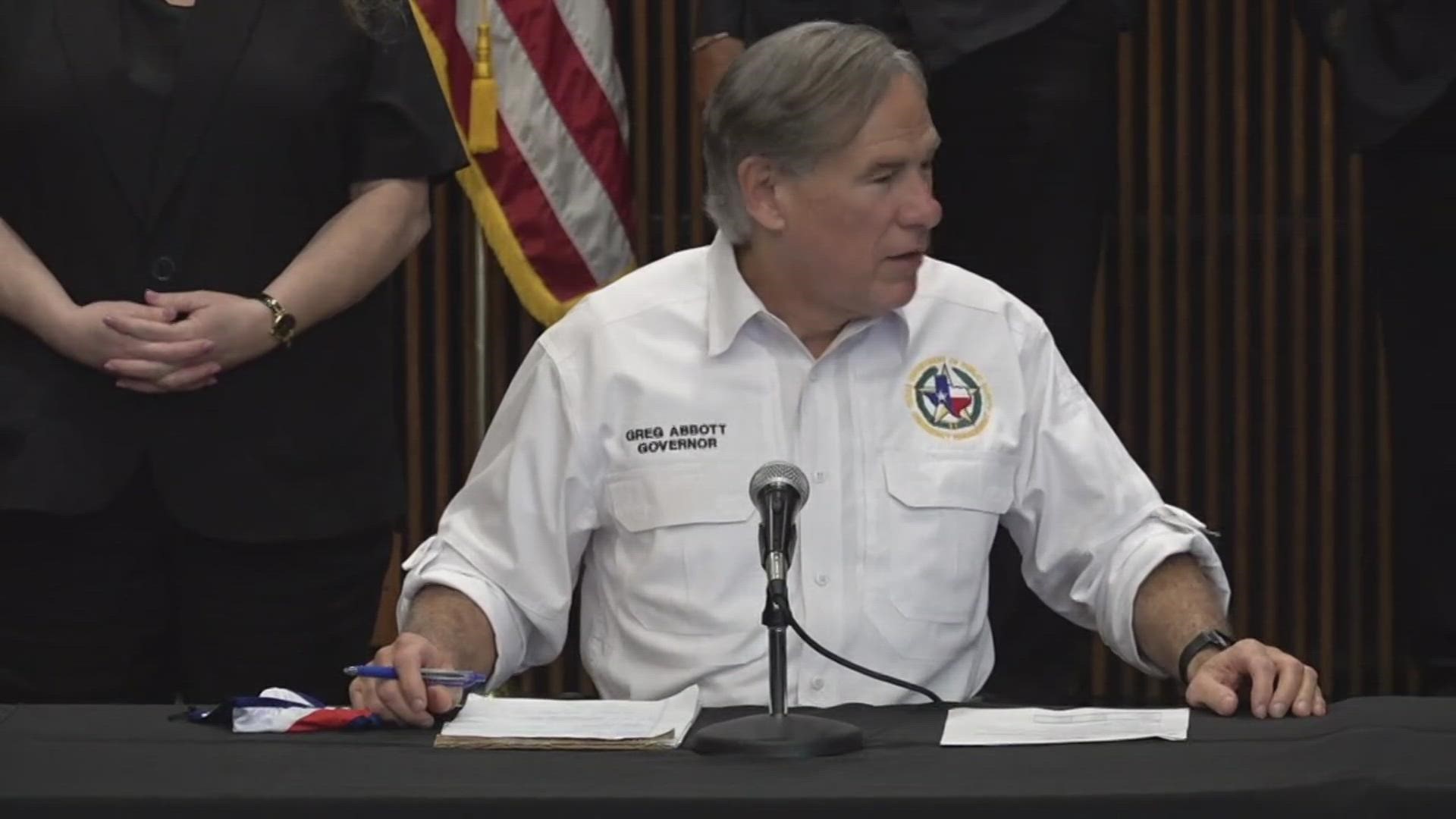 Texas Governor Greg Abbott spoke following briefings with Southeast Texas officials.