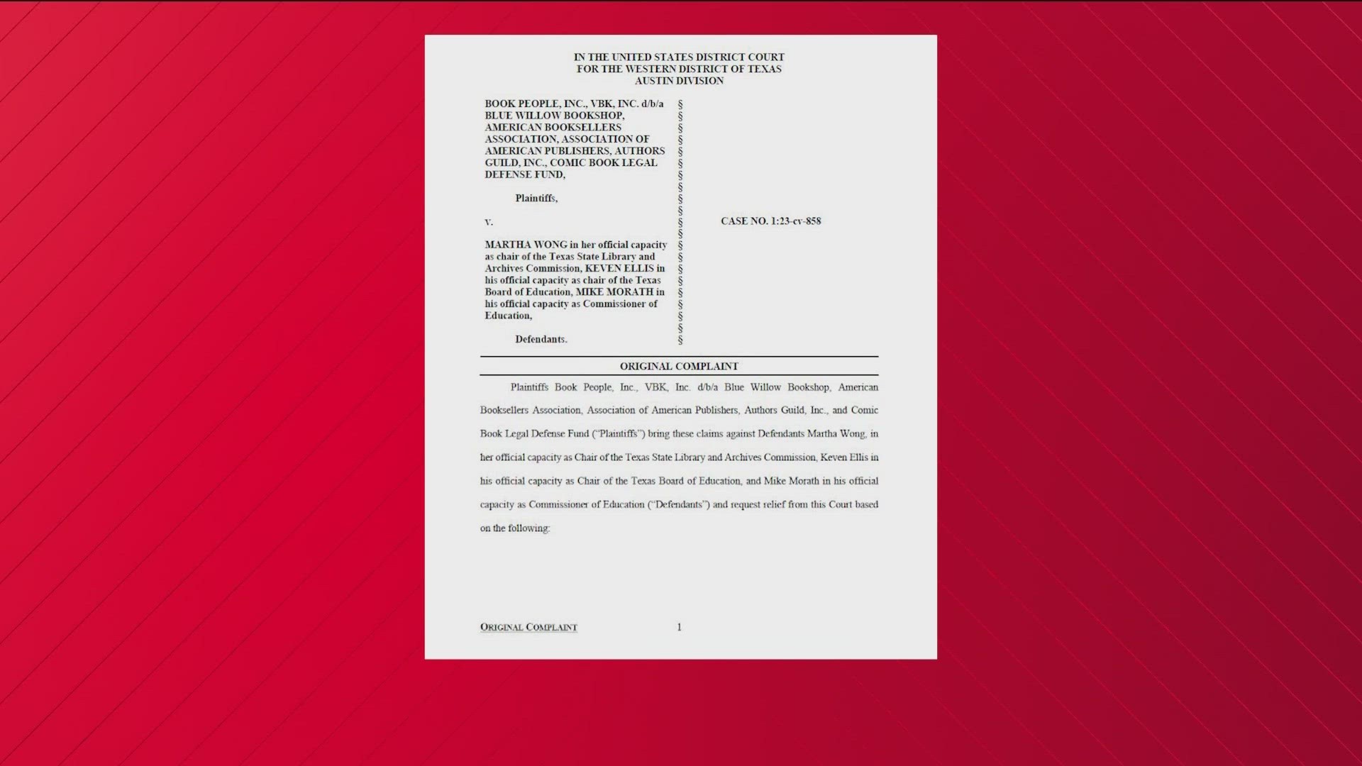 A group of Texas bookstores, including Austin-based BookPeople, filed a lawsuit trying to block a new state law from taking effect.