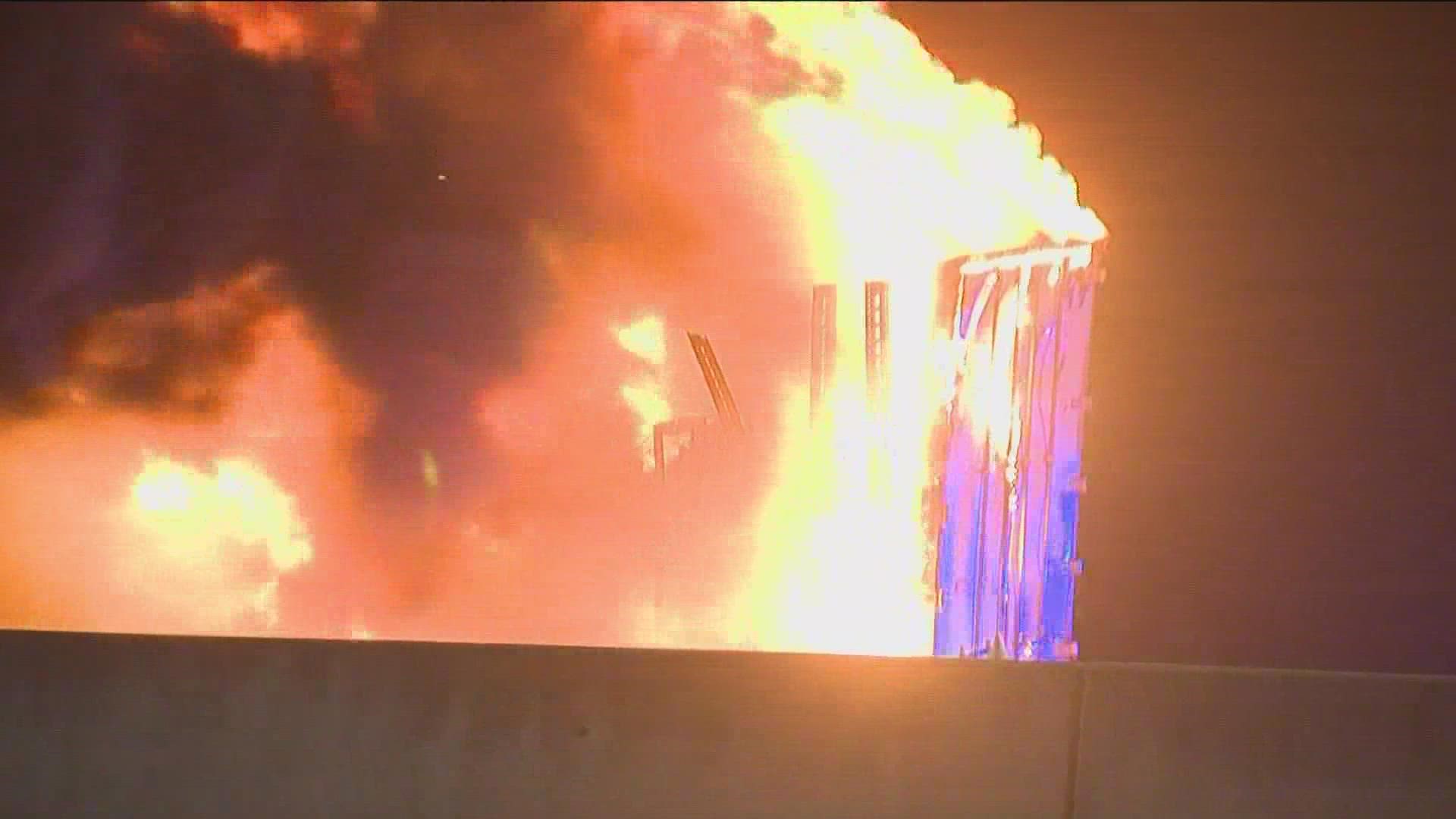 A fiery crash shut down Interstate 35 in Kyle.