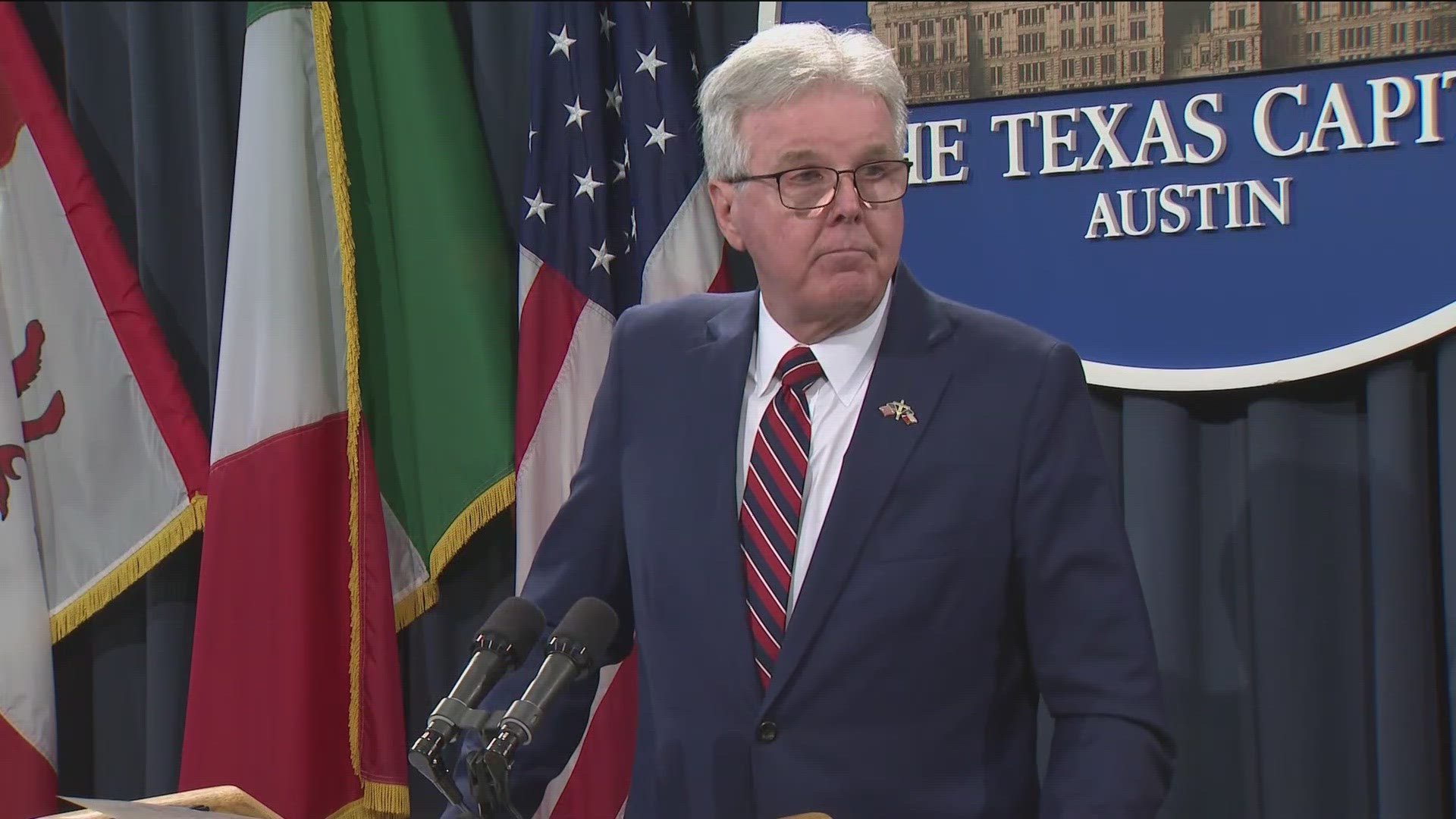 Texas Lt. Gov. Dan Patrick told reporters the Senate is not backing down from its property tax relief plan. The Texas Legislature budgeted $17.6 billion for relief.