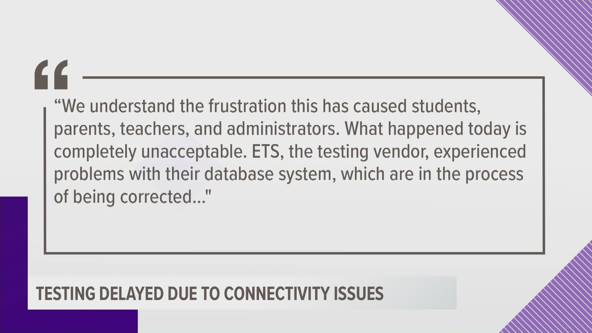 East Texas school districts report connectivity issues with the STAAR test. Many districts will resume testing Wednesday.