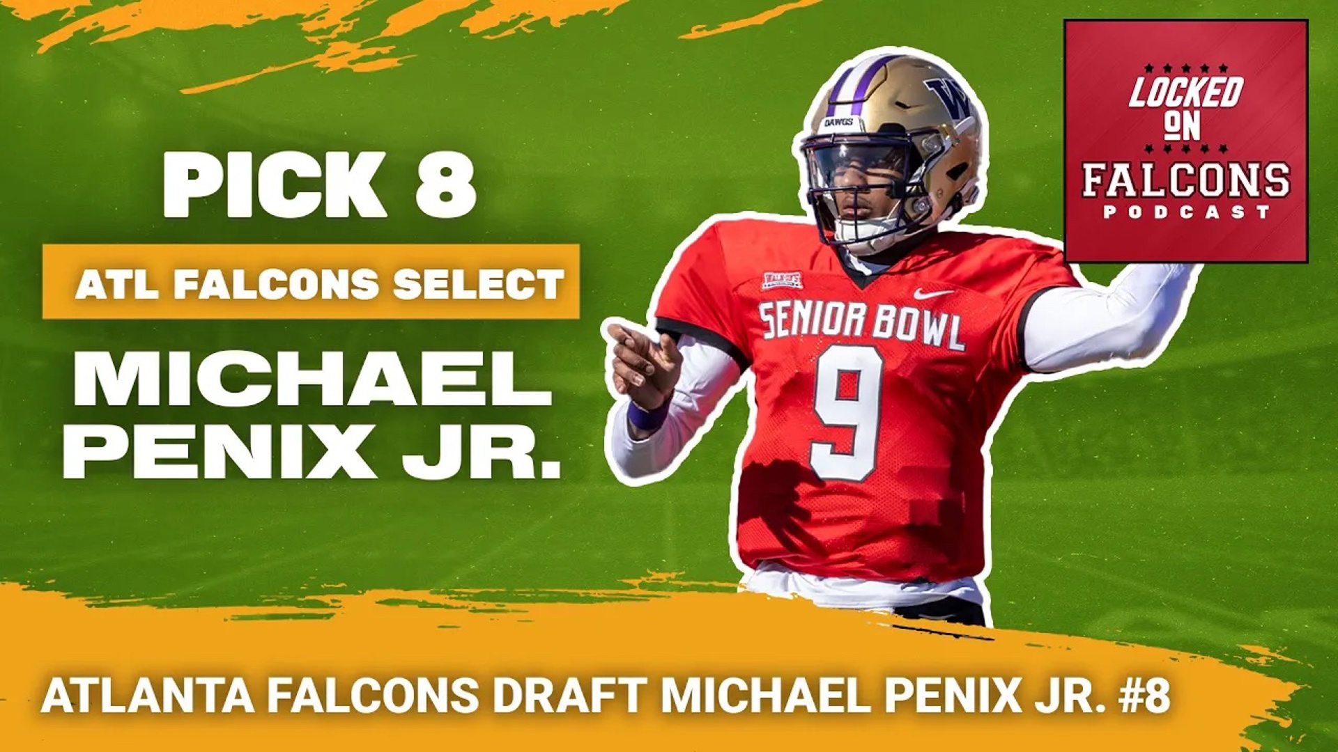 The Atlanta Falcons have selected Washington quarterback Michael Penix Jr. with the eighth overall pick in the 2024 NFL Draft.