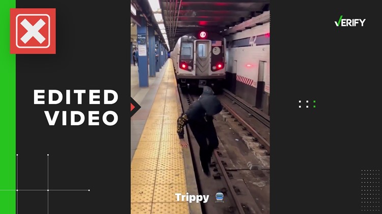 Viral video doesn’t show trick stunt on NYC subway platform; it was edited